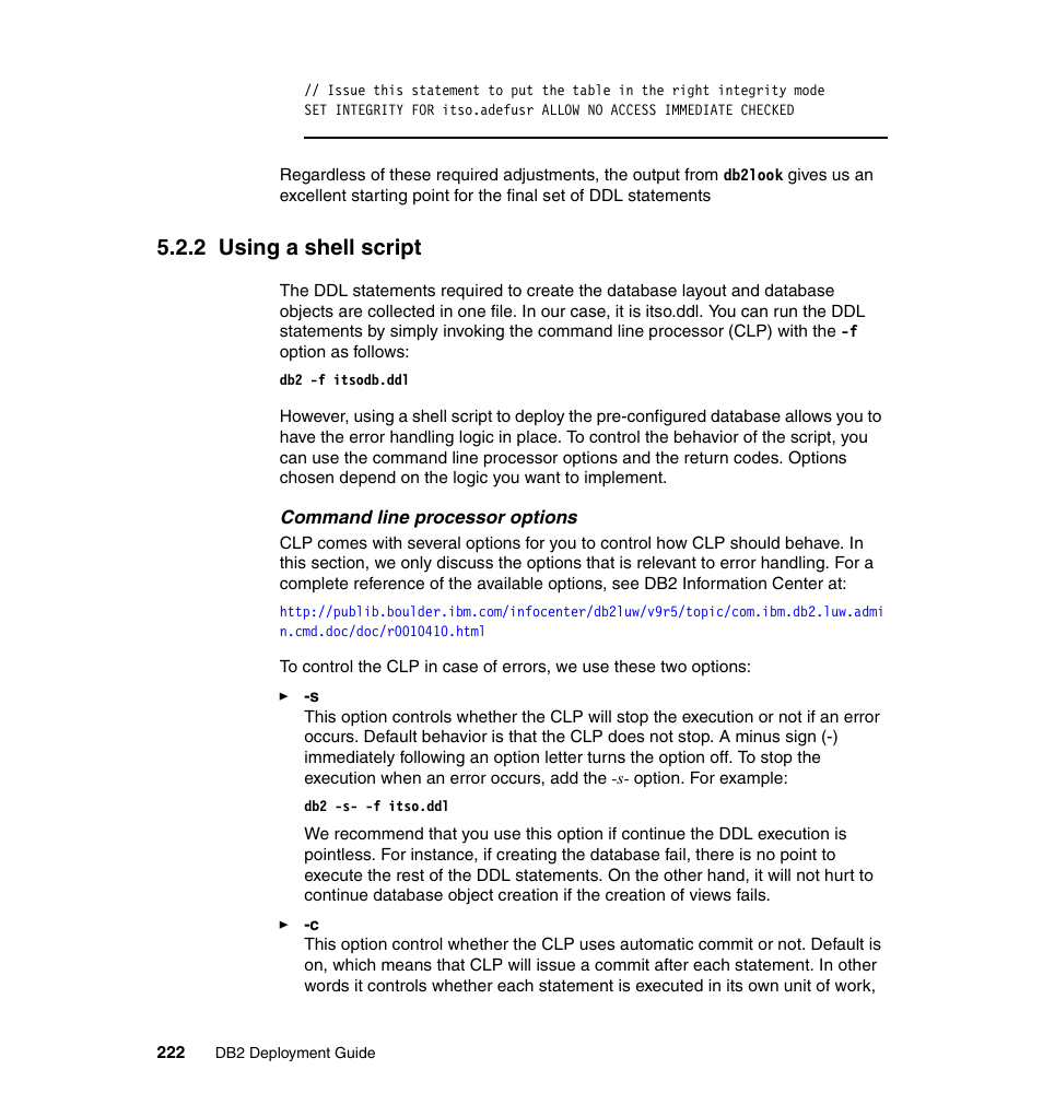 2 using a shell script | IBM Data Server DB2 User Manual | Page 236 / 298