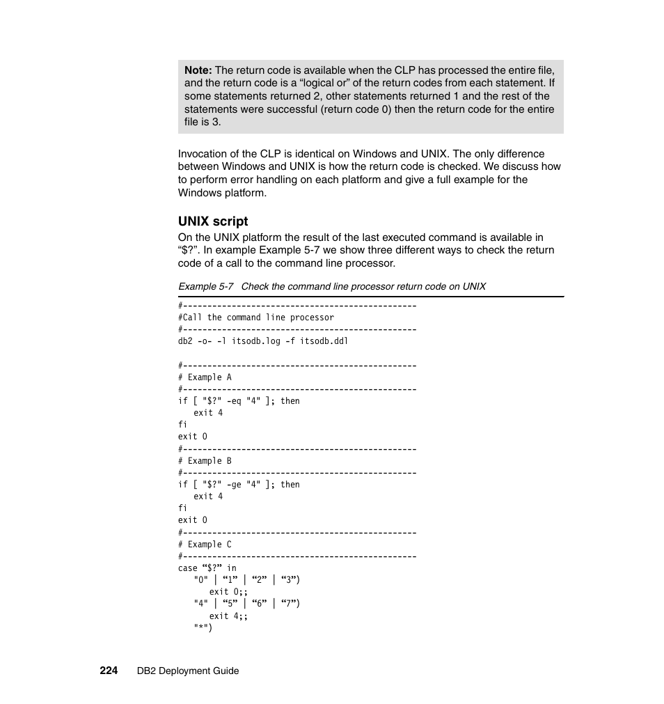 Unix script | IBM Data Server DB2 User Manual | Page 238 / 298