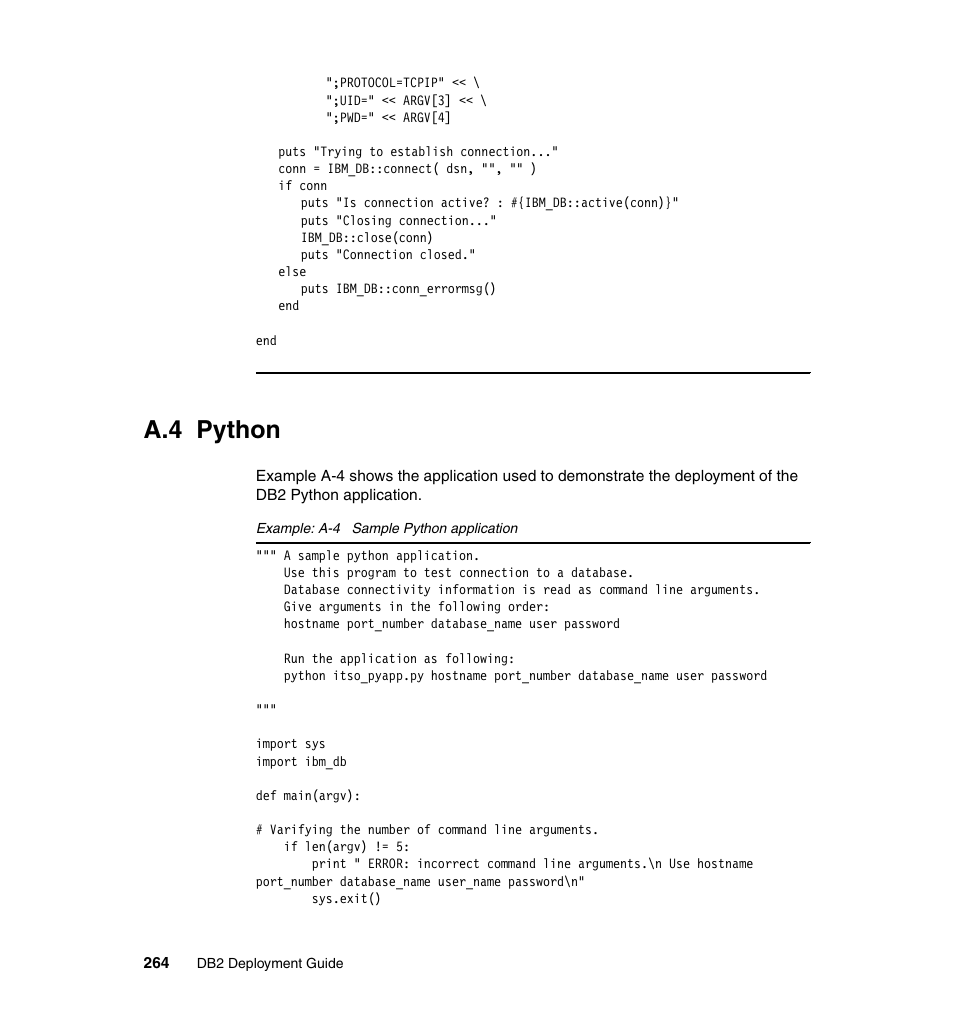 A.4 python | IBM Data Server DB2 User Manual | Page 278 / 298