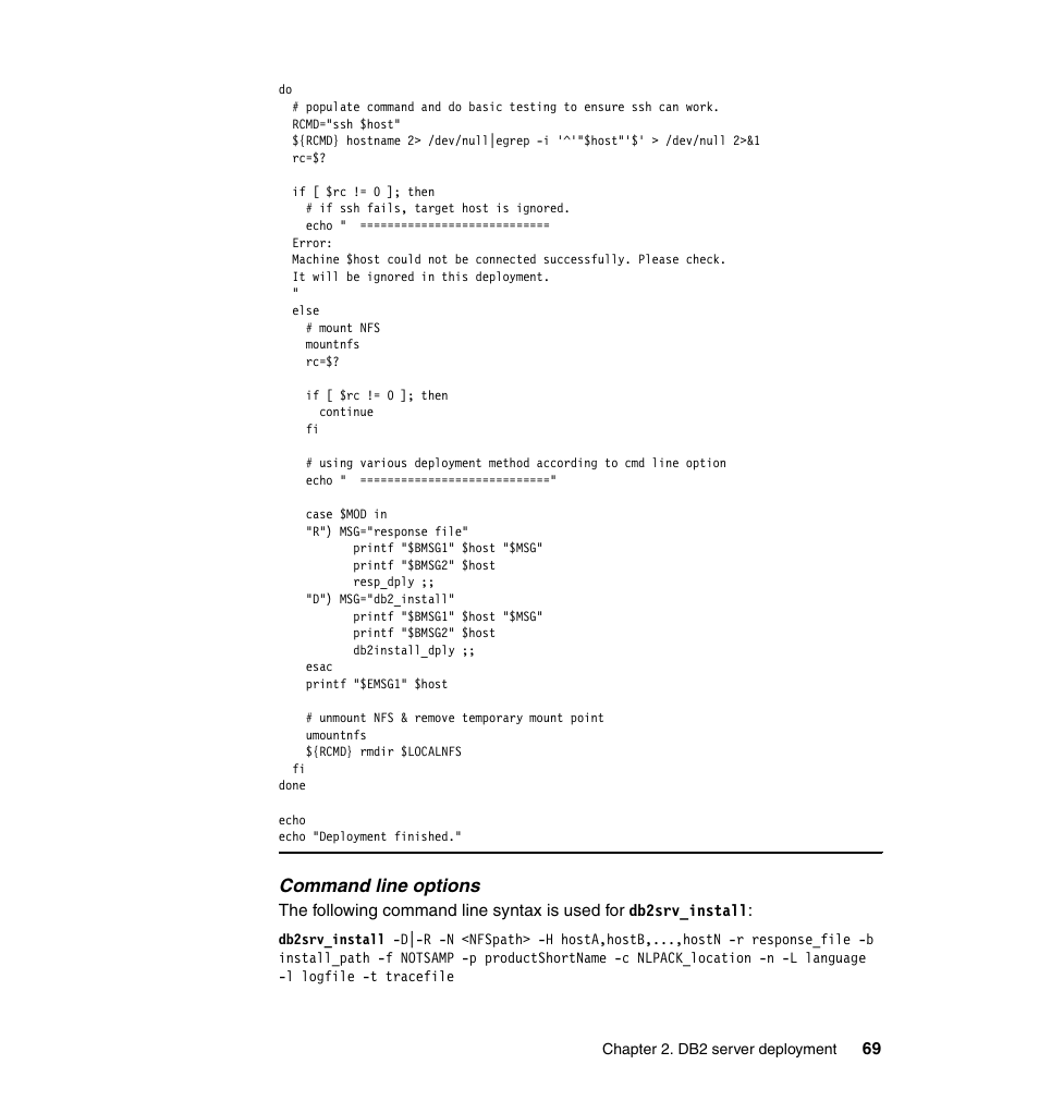 Command line options | IBM Data Server DB2 User Manual | Page 83 / 298