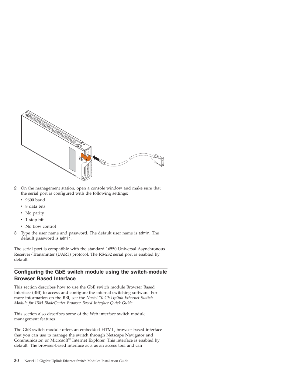 Configuring, Switch, Module | Using, Switch-module, Browser, Based, Interface | IBM Nortel 10 User Manual | Page 40 / 90