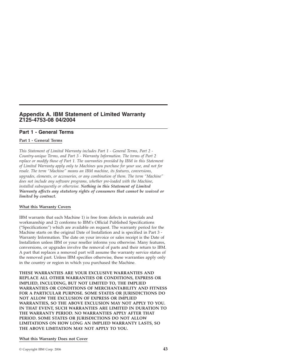Part 1 - general terms, Appendix, Statement | Limited, Warranty, Z125-4753-08, Part, General, Terms | IBM Nortel 10 User Manual | Page 53 / 90