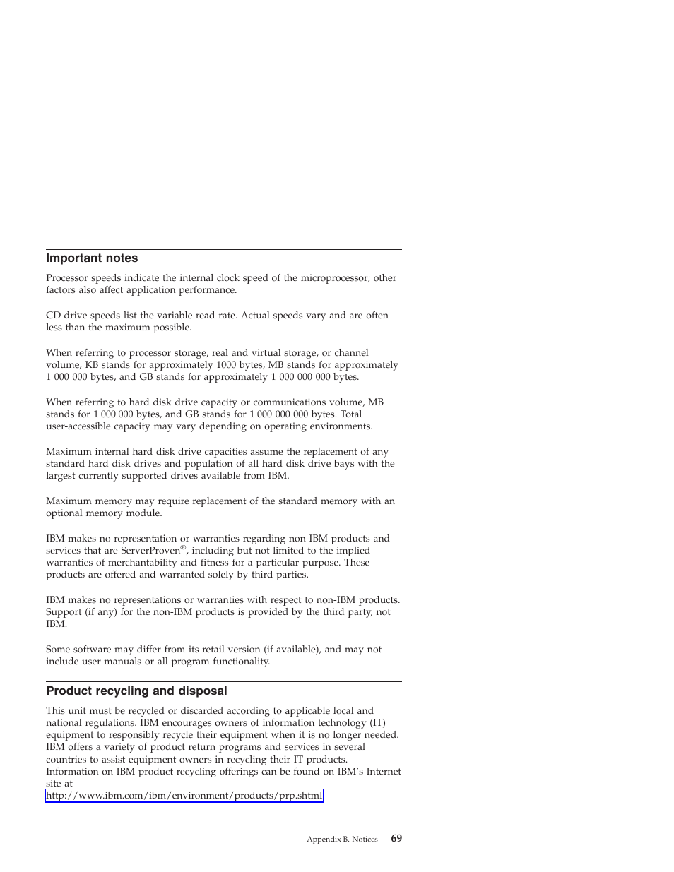 Important notes, Product recycling and disposal, Important | Notes, Product, Recycling, Disposal | IBM Nortel 10 User Manual | Page 79 / 90