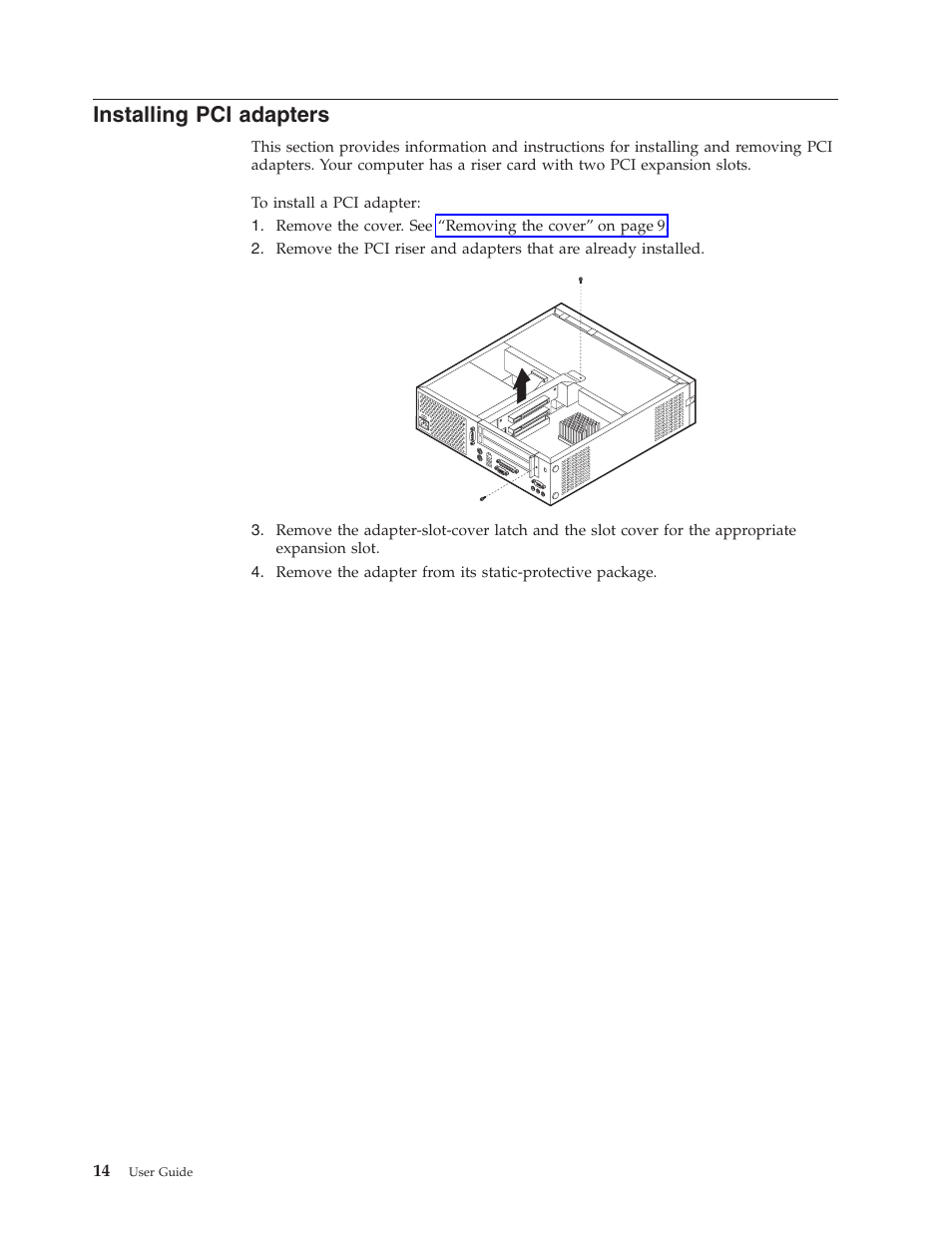 Installing pci adapters | IBM NETVISTA 8318 User Manual | Page 26 / 52