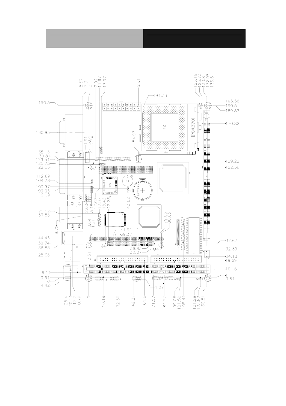 Board dimensions | IBM LCD PC User Manual | Page 26 / 50