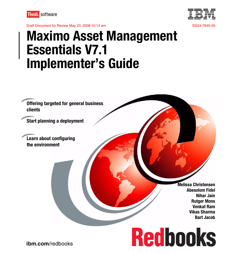 IBM MAXIMO SG24-7645-00 User Manual | 152 pages