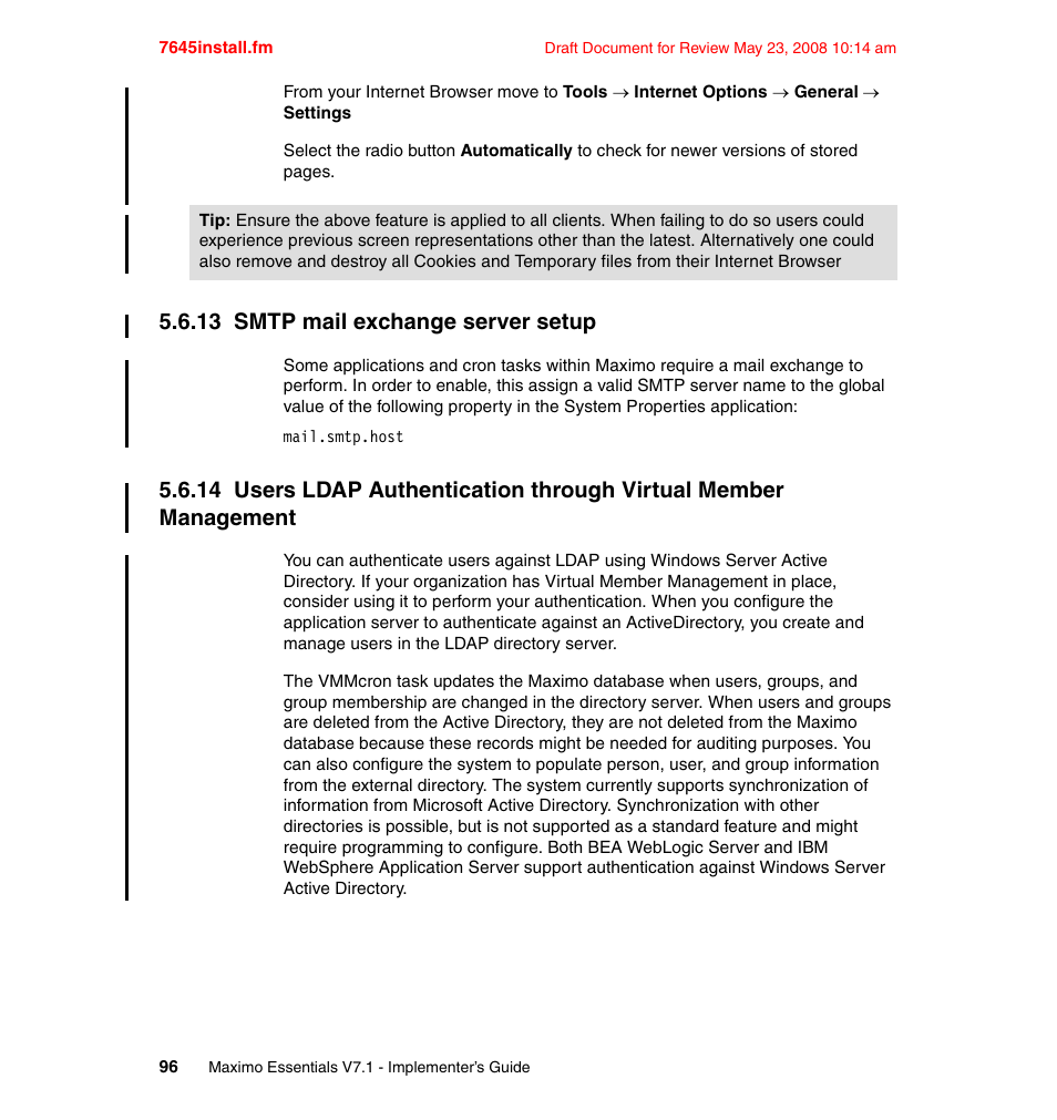 13 smtp mail exchange server setup | IBM MAXIMO SG24-7645-00 User Manual | Page 110 / 152