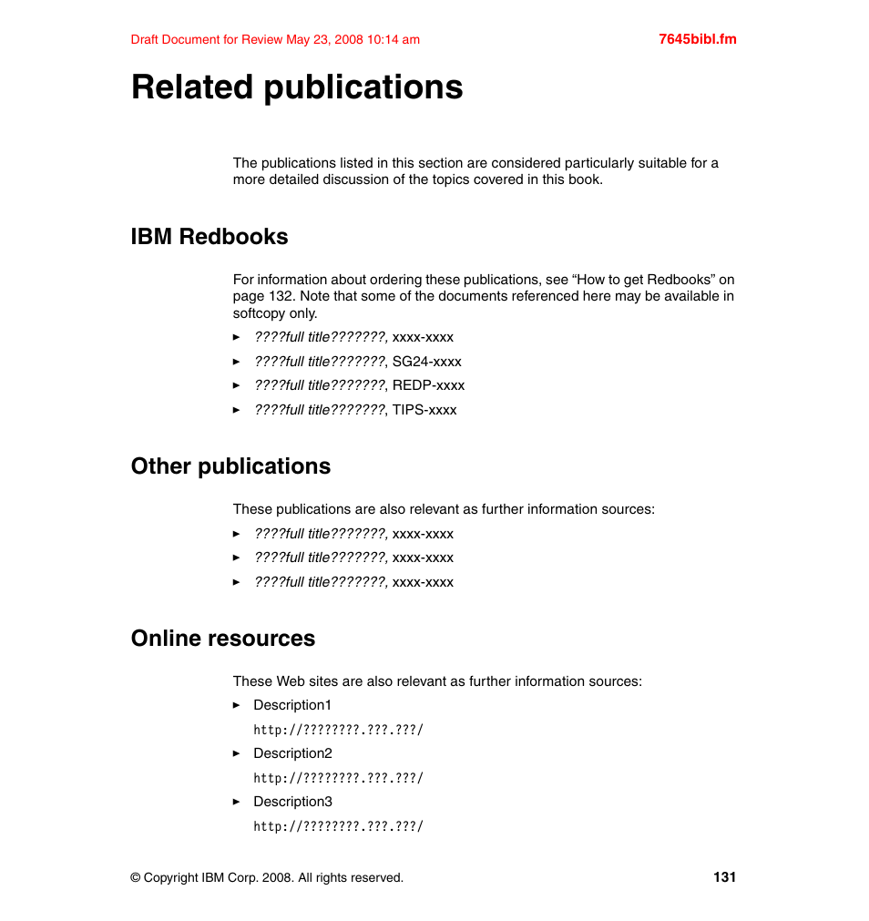 Related publications, Ibm redbooks, Other publications | Online resources, Ibm redbooks other publications online resources | IBM MAXIMO SG24-7645-00 User Manual | Page 145 / 152