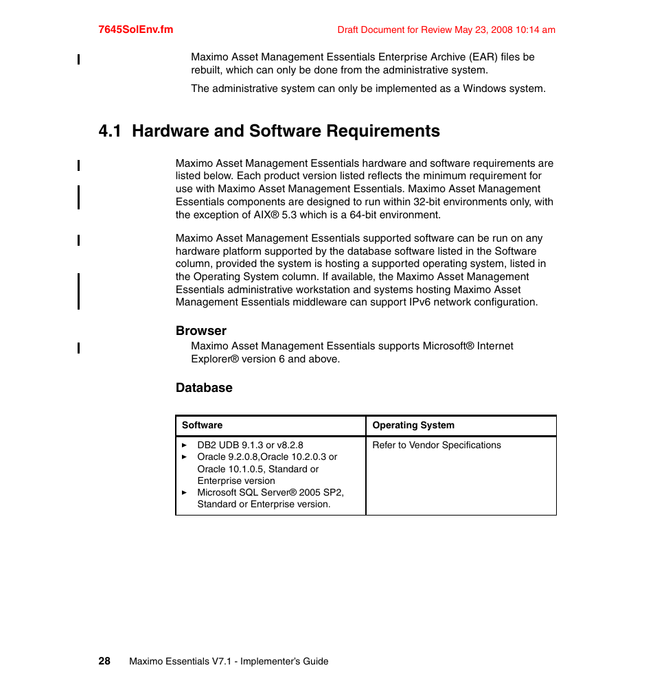 1 hardware and software requirements | IBM MAXIMO SG24-7645-00 User Manual | Page 42 / 152