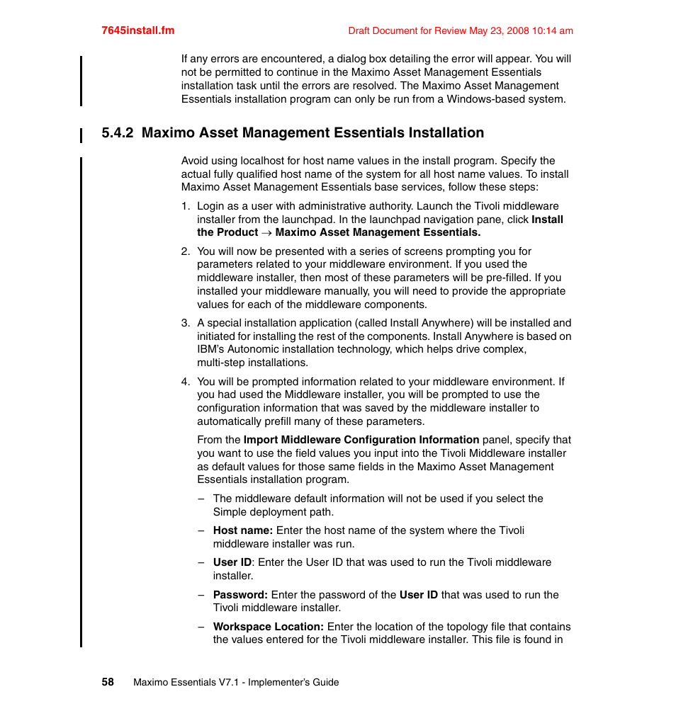 2 maximo asset management essentials installation | IBM MAXIMO SG24-7645-00 User Manual | Page 72 / 152