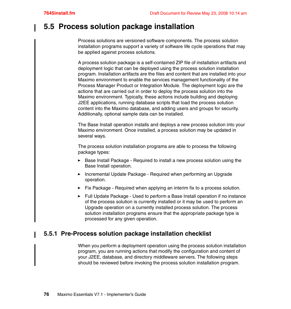 5 process solution package installation | IBM MAXIMO SG24-7645-00 User Manual | Page 90 / 152