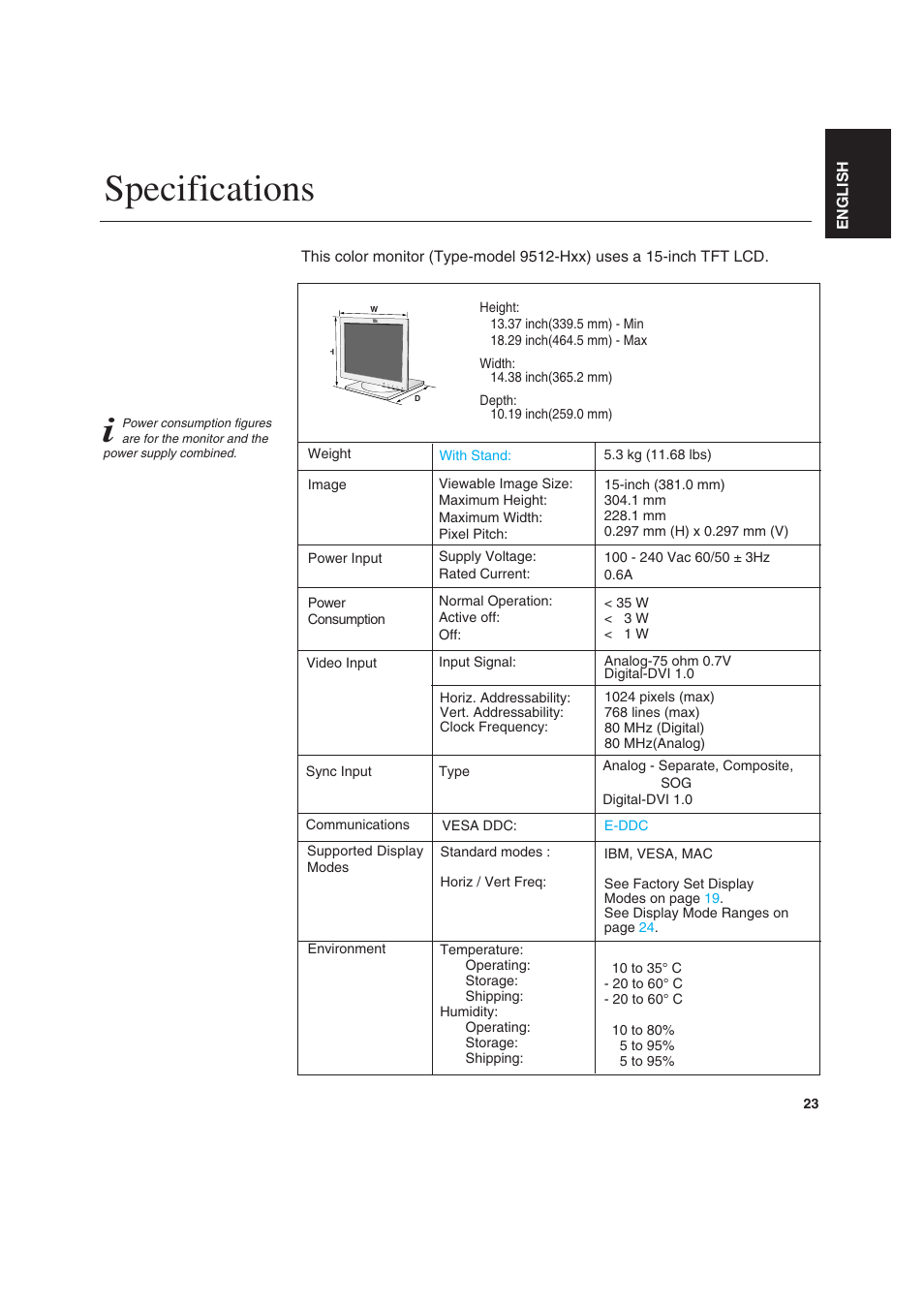 Specifications | IBM T 541 User Manual | Page 25 / 26