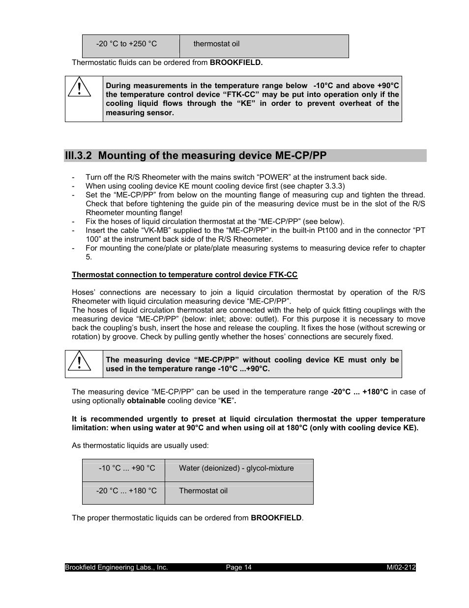 Iii.3.2 mounting of the measuring device me-cp/pp | IBM R/S Rheometer M/02-212 User Manual | Page 14 / 65