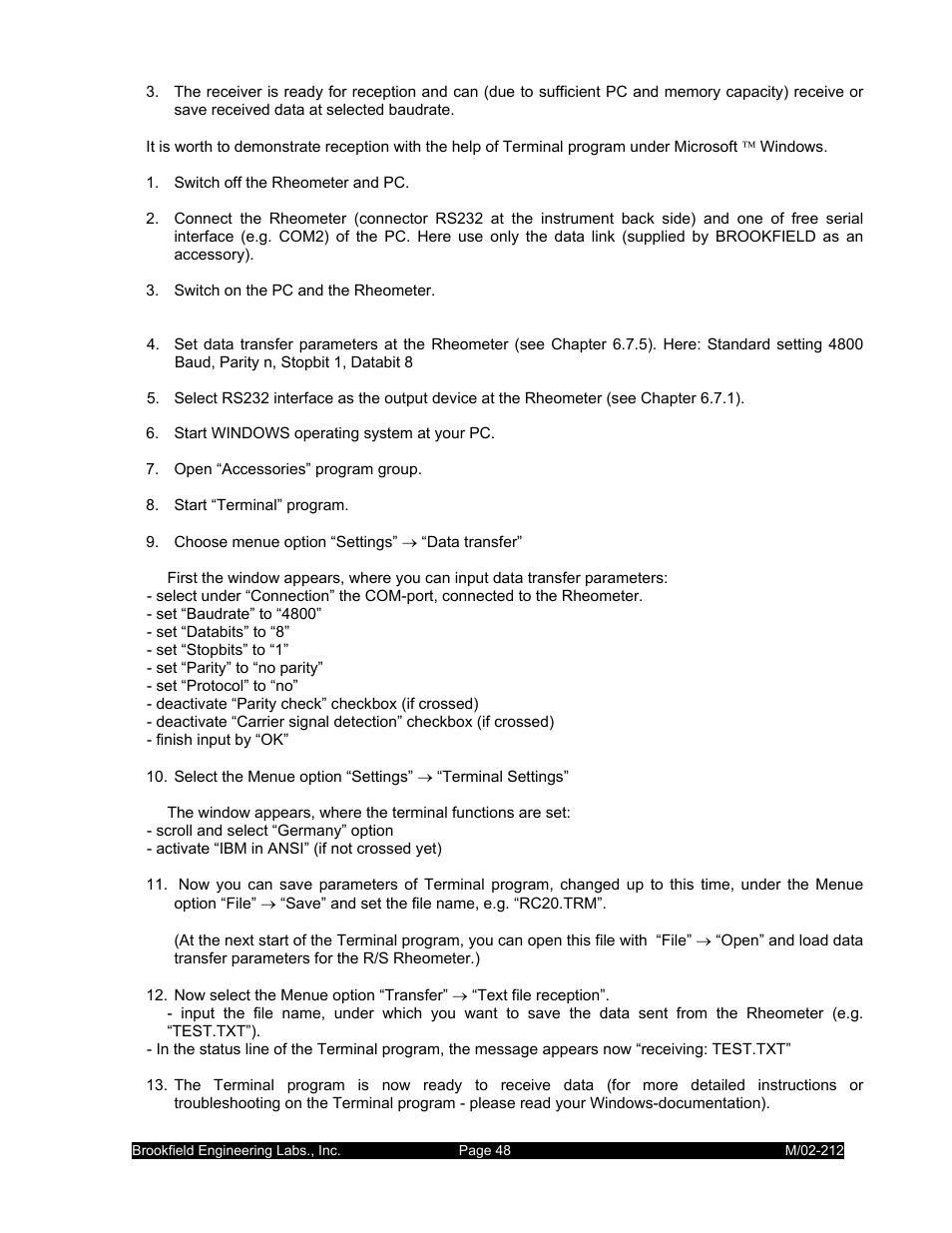 IBM R/S Rheometer M/02-212 User Manual | Page 48 / 65