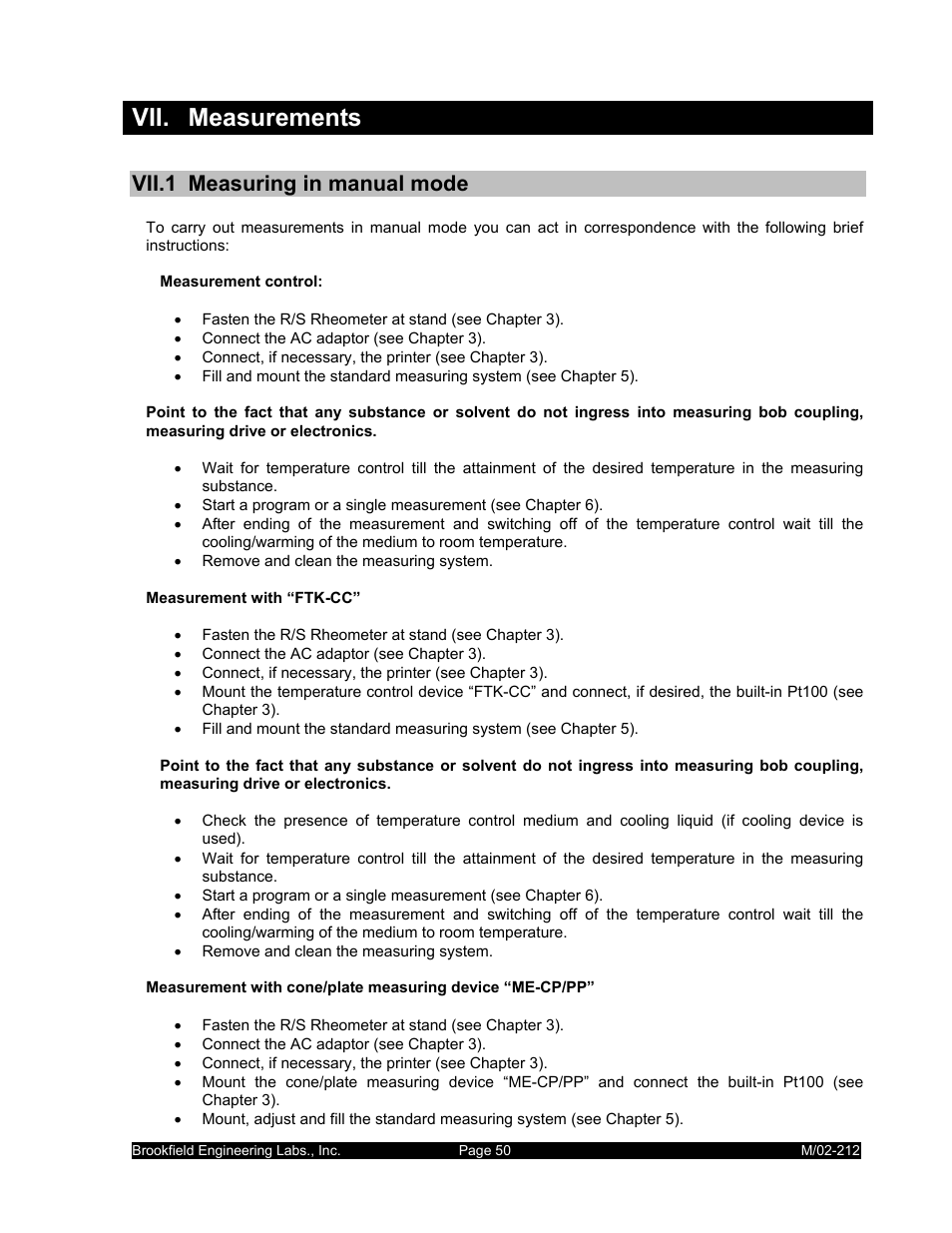 Vii. measurements, Vii.1 measuring in manual mode | IBM R/S Rheometer M/02-212 User Manual | Page 50 / 65