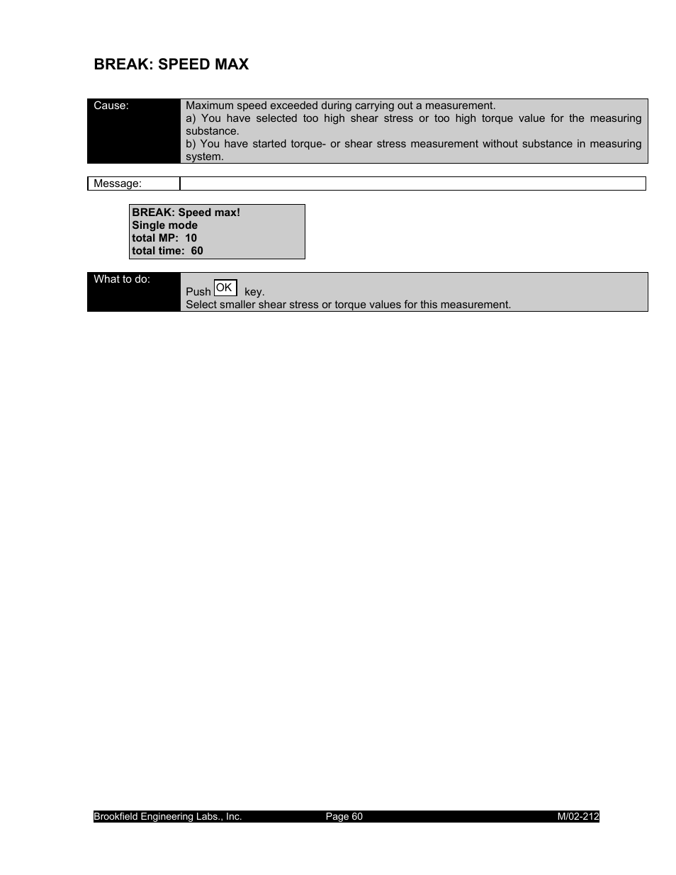 Break: speed max | IBM R/S Rheometer M/02-212 User Manual | Page 60 / 65