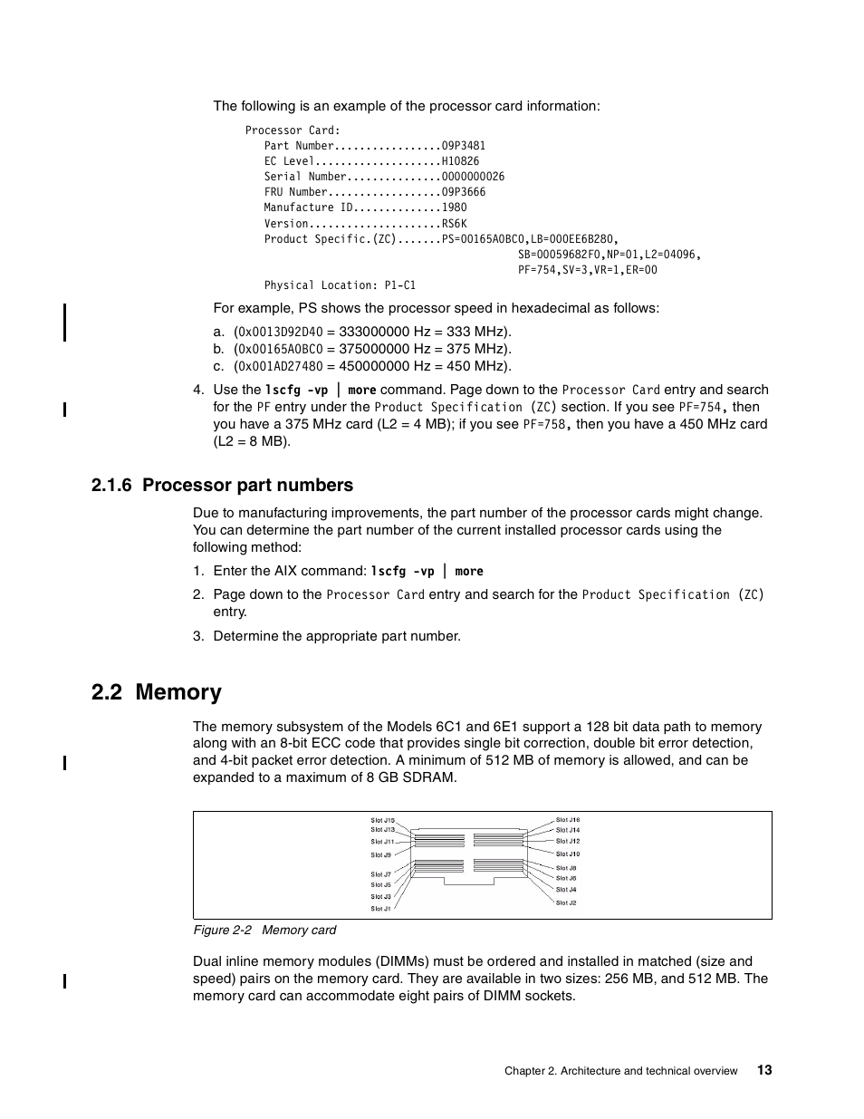 6 processor part numbers, 2 memory | IBM 6C1 User Manual | Page 21 / 42