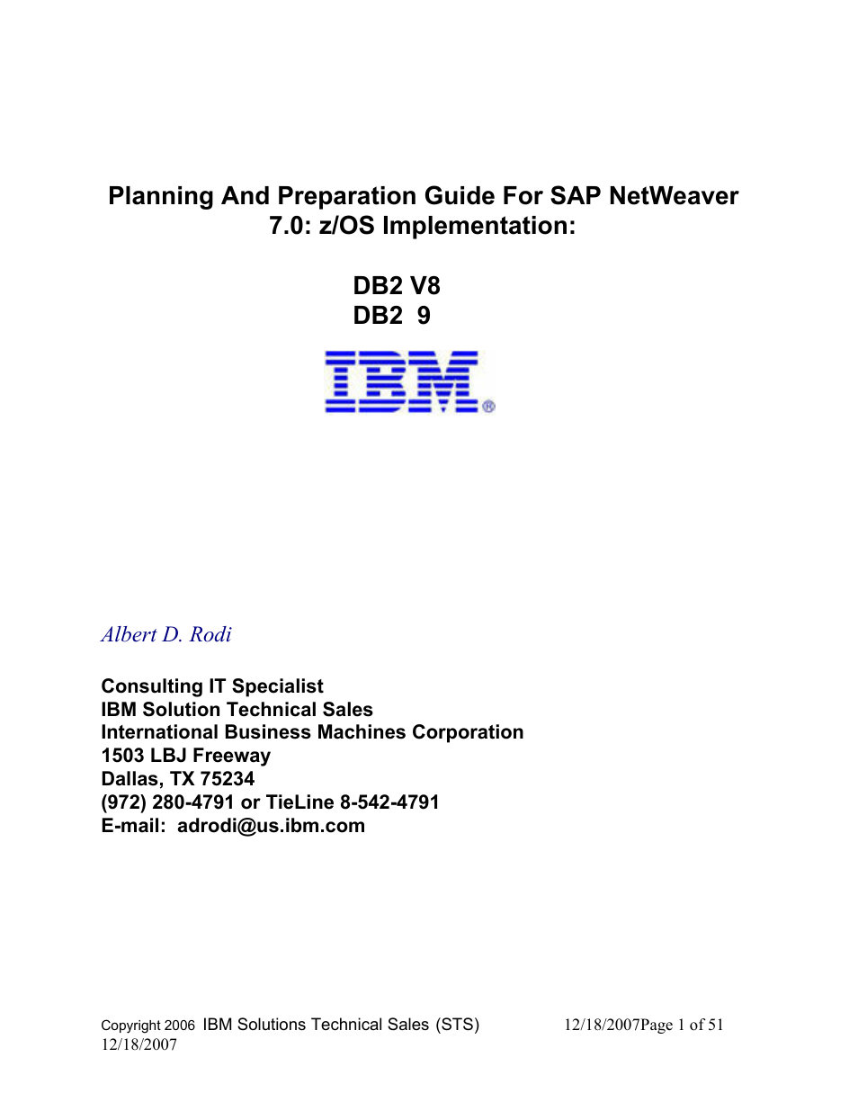 IBM DB2 V8 User Manual | 51 pages