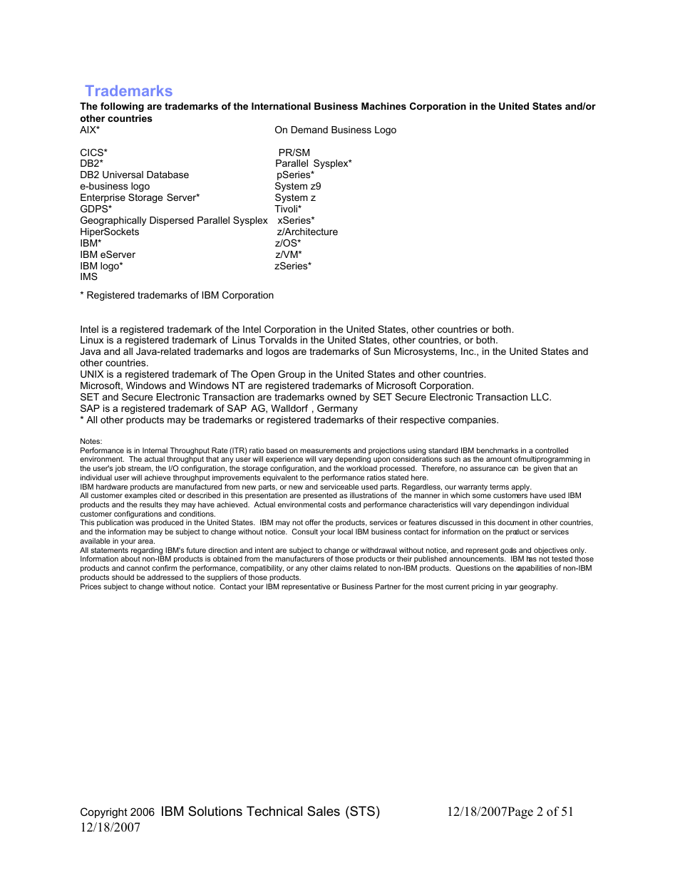 Trademarks | IBM DB2 V8 User Manual | Page 2 / 51