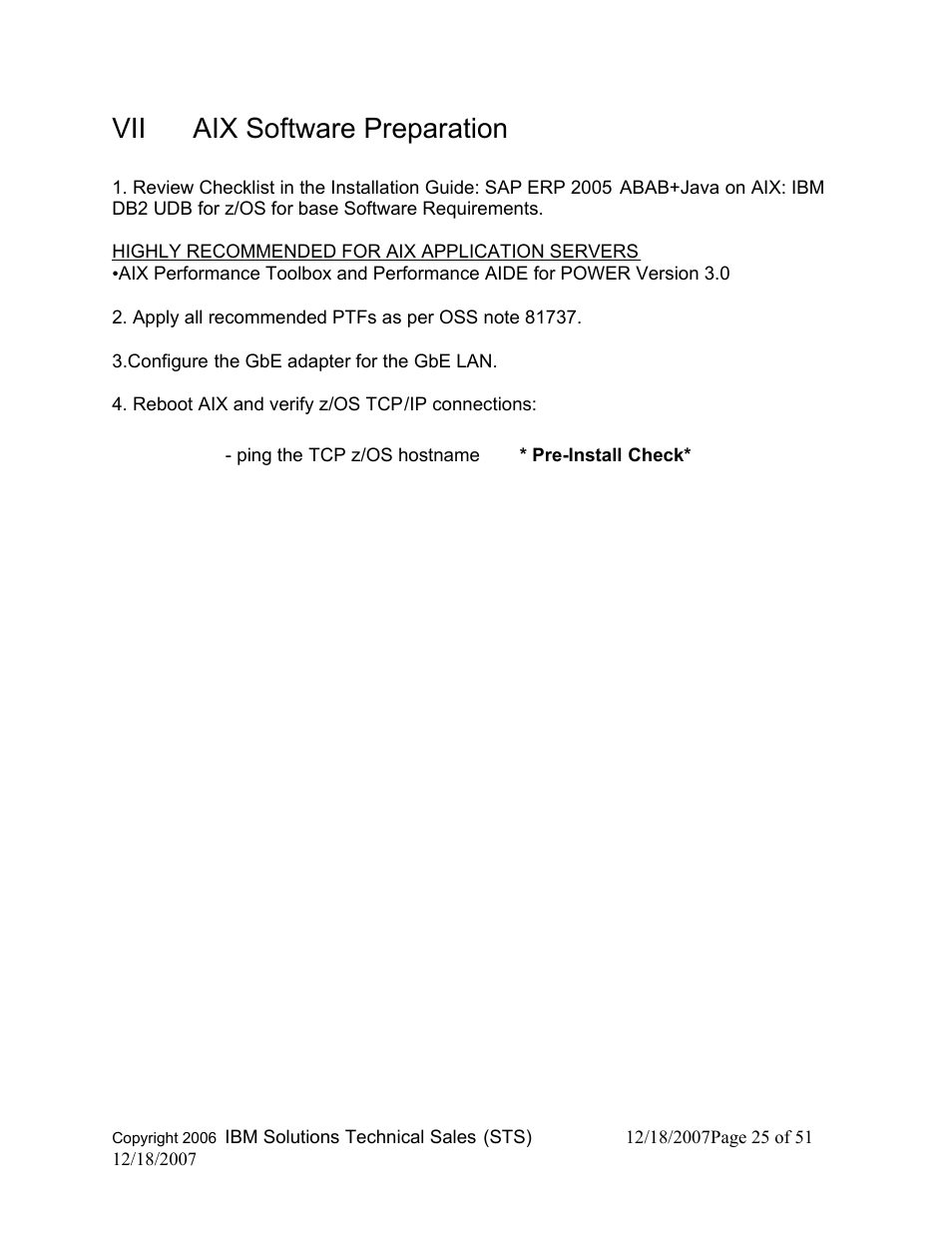 Vii aix software preparation | IBM DB2 V8 User Manual | Page 25 / 51
