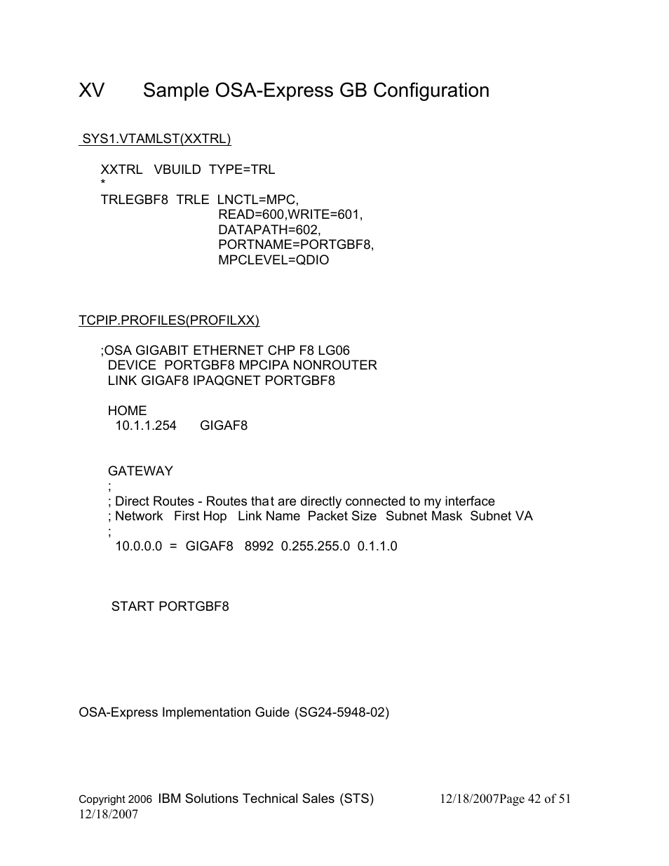 Xv sample osa-express gb configuration | IBM DB2 V8 User Manual | Page 42 / 51