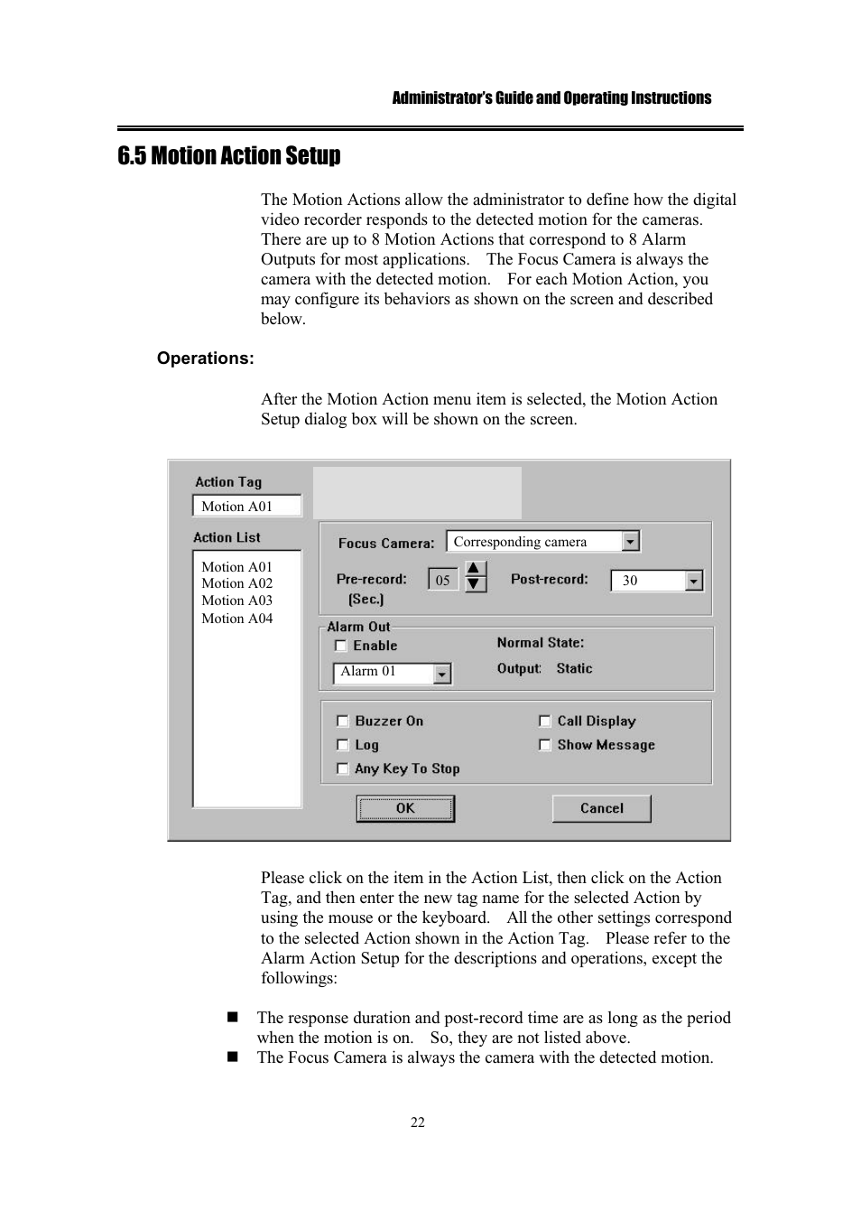 5 motion action setup | IBM EDR1600 User Manual | Page 26 / 62