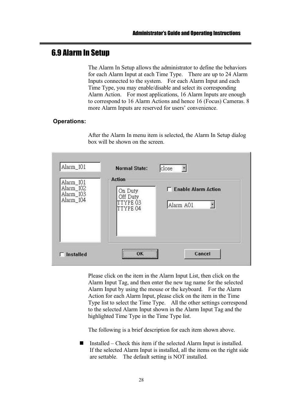 9 alarm in setup | IBM EDR1600 User Manual | Page 32 / 62