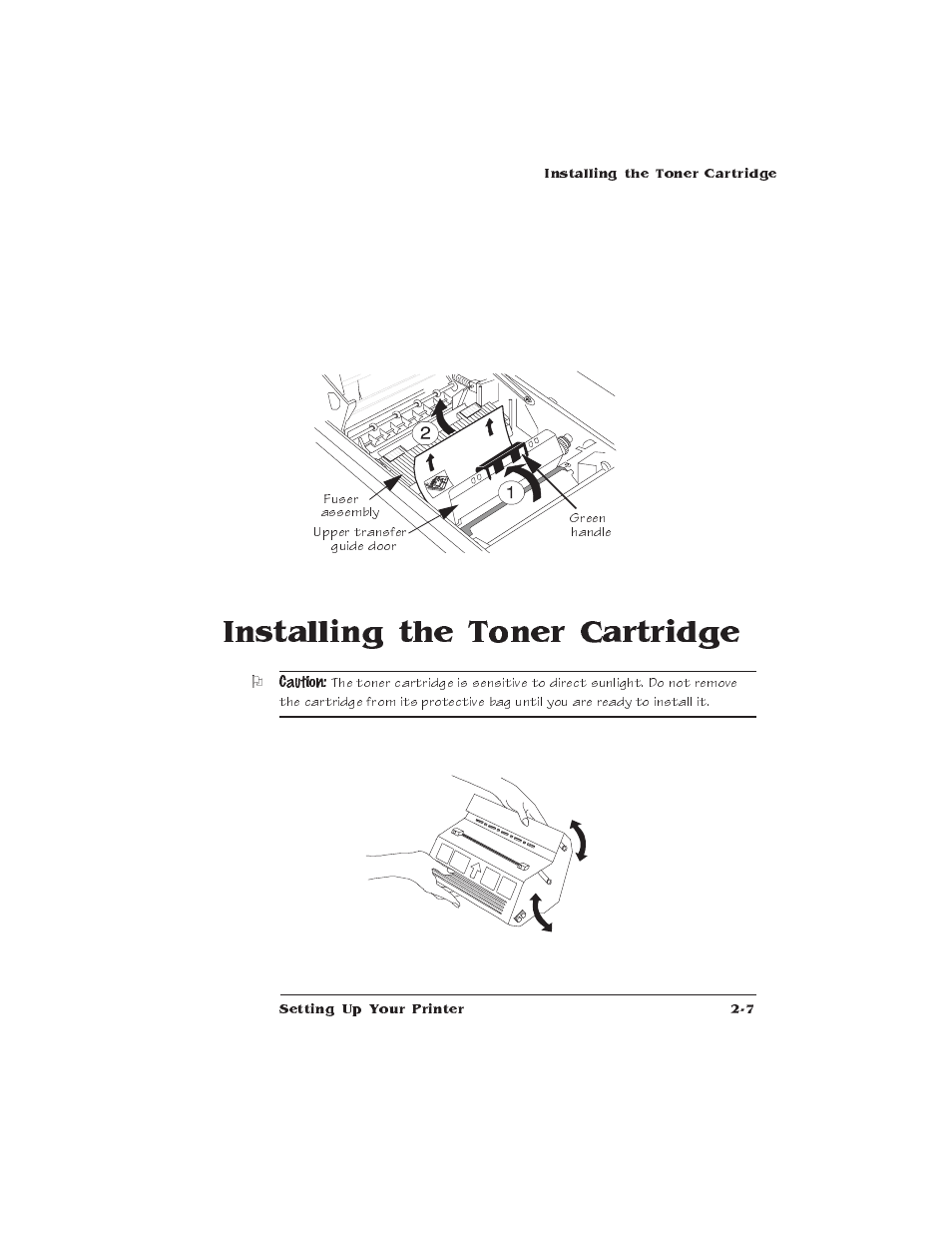 Installing the toner cartridge, Installing a toner cartridge | IBM Print System QMS 1725E User Manual | Page 31 / 94