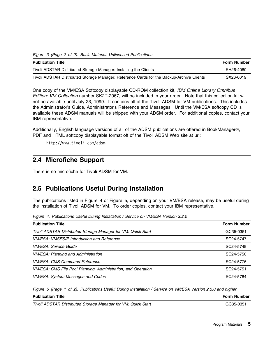 4 microfiche support, 5 publications useful during installation | IBM TIVOLI ADSTAR 5697-VM3 User Manual | Page 9 / 62
