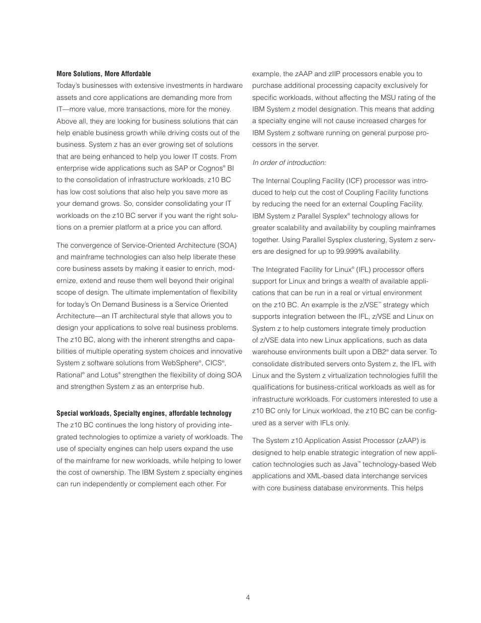 IBM Z10 BUISNESS CLASS Z10 BC User Manual | Page 4 / 67