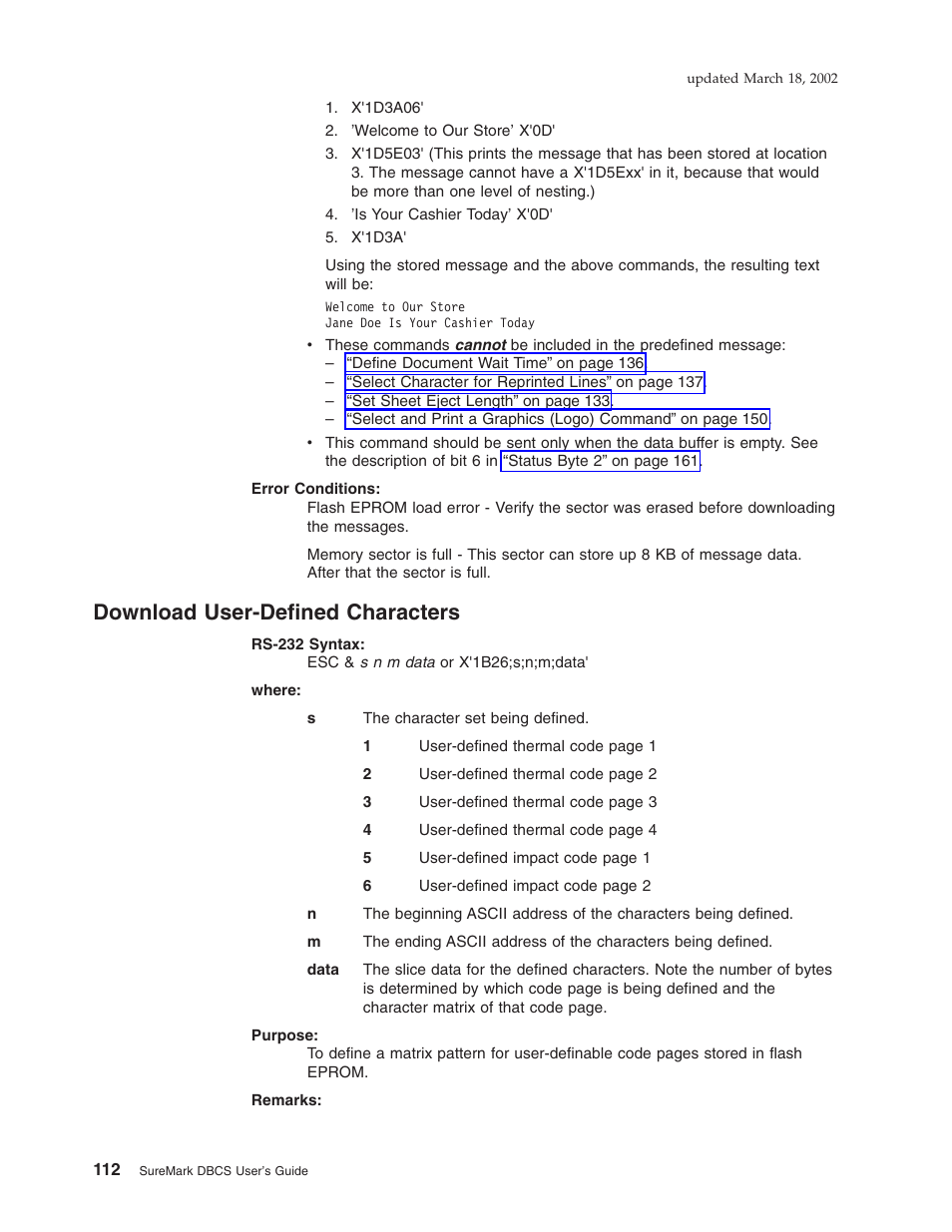 Download user-defined characters | IBM TM7 User Manual | Page 136 / 210