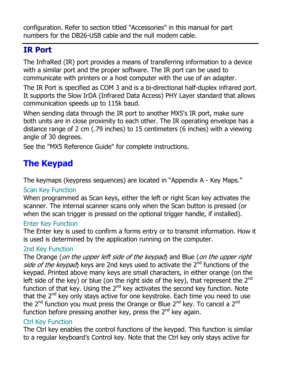 Ir port, The keypad | IBM MX5 User Manual | Page 23 / 41