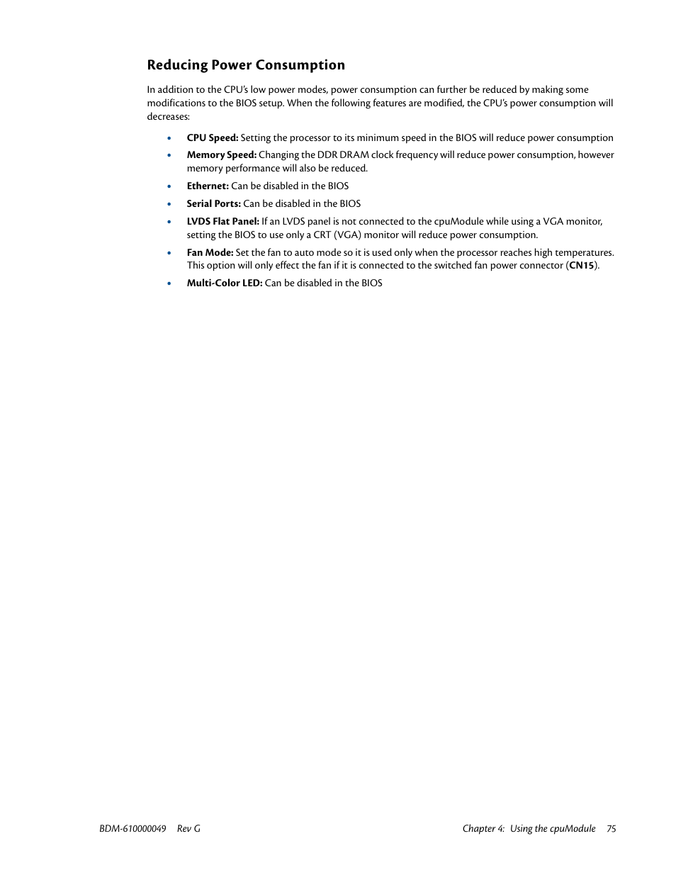 Reducing power consumption | IBM BDM-610000049 User Manual | Page 85 / 120