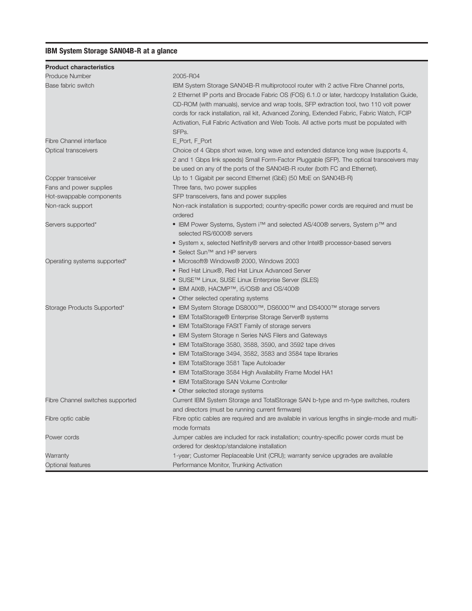 Ibmsystemstorage san04b-r at a glance, Ibm system storage san04b-r at a glance | IBM SAN24B-R User Manual | Page 3 / 6