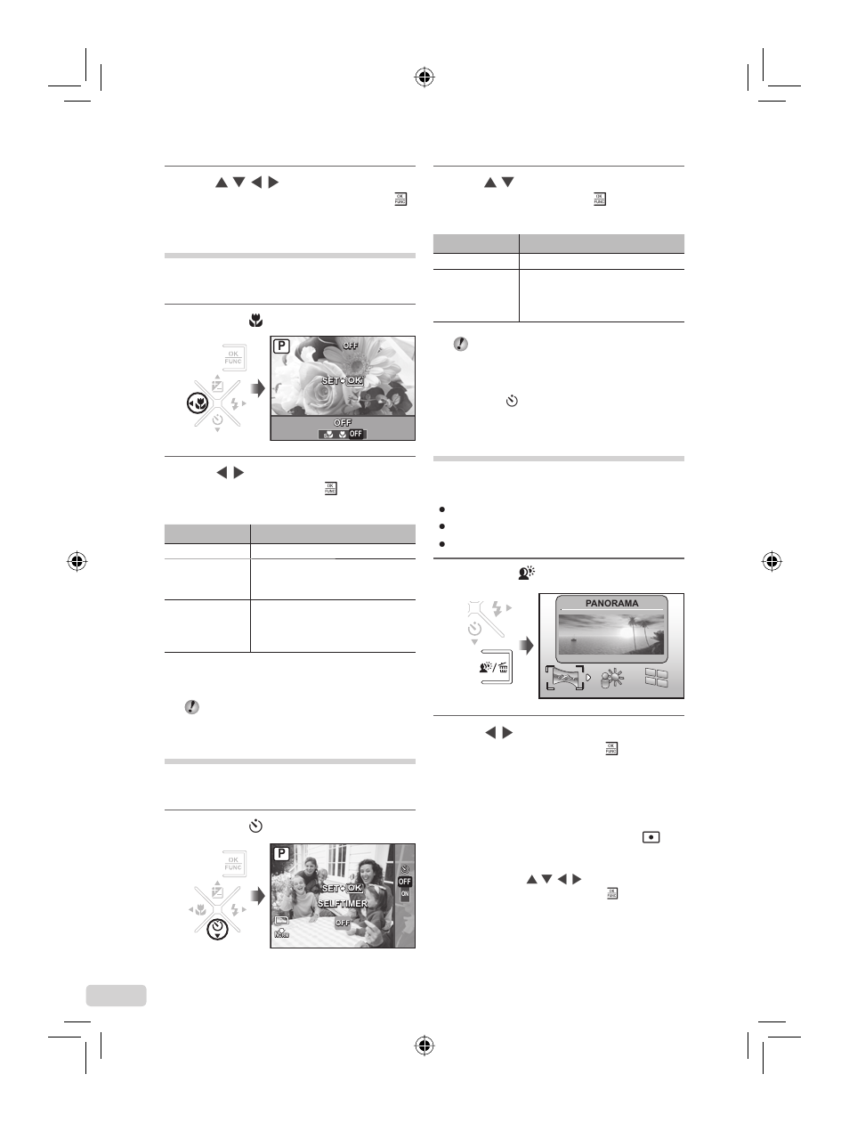 Shooting closeups (macro shooting), Using the self-timer, Quickly calling and usingshooting functions | 14 en, Quickly calling and using shooting functions | IBM u-1070 User Manual | Page 14 / 124