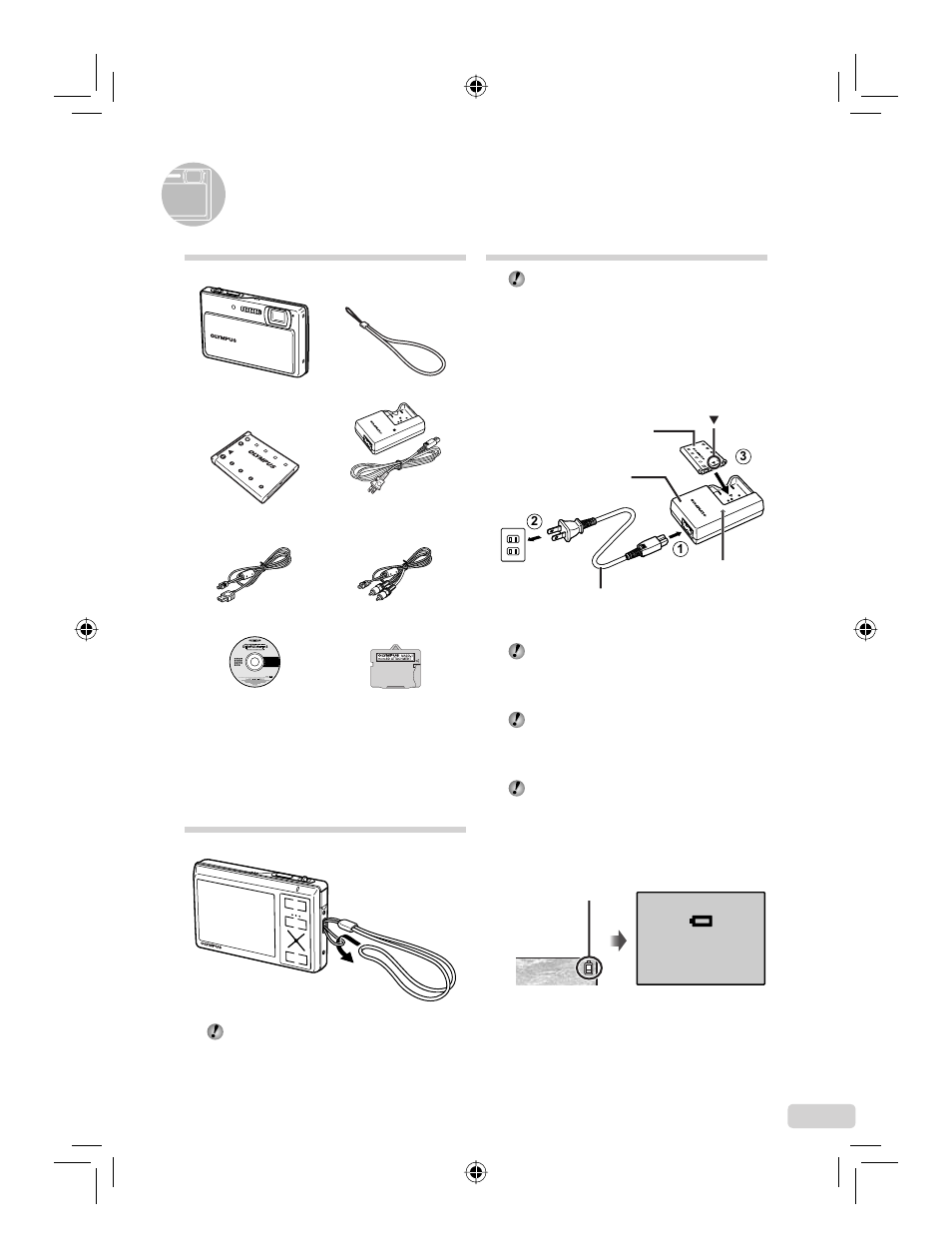 Préparer l’appareil photo, 27 fr charger la batterie, Vérifi er le contenu de la boîte | Fixer la courroie | IBM u-1070 User Manual | Page 27 / 124