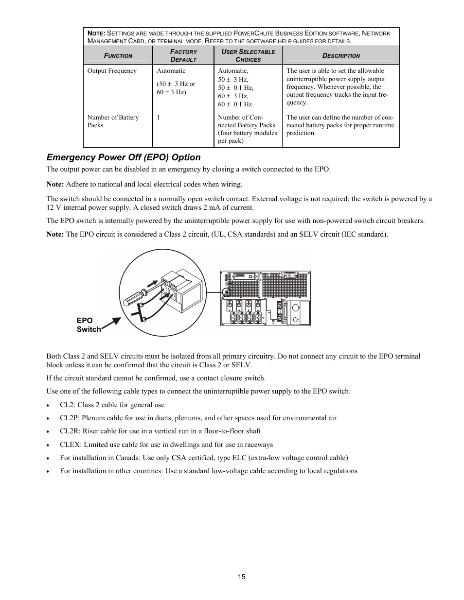 Emergency power off (epo) option | IBM Uninterruptible Power Supply IBM UPS 7500XHV User Manual | Page 19 / 29