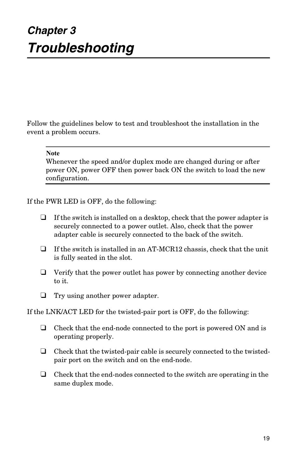 Chapter 3, Troubleshooting | IBM AT-FS202SC/FS3 User Manual | Page 27 / 44