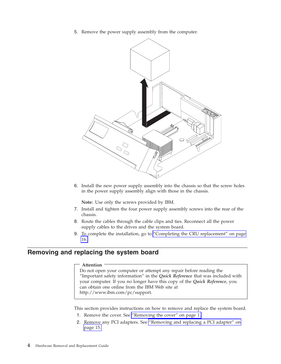 Removing and replacing the system board, Removing, Replacing | System, Board | IBM THINKCENTRE 8141 User Manual | Page 12 / 28