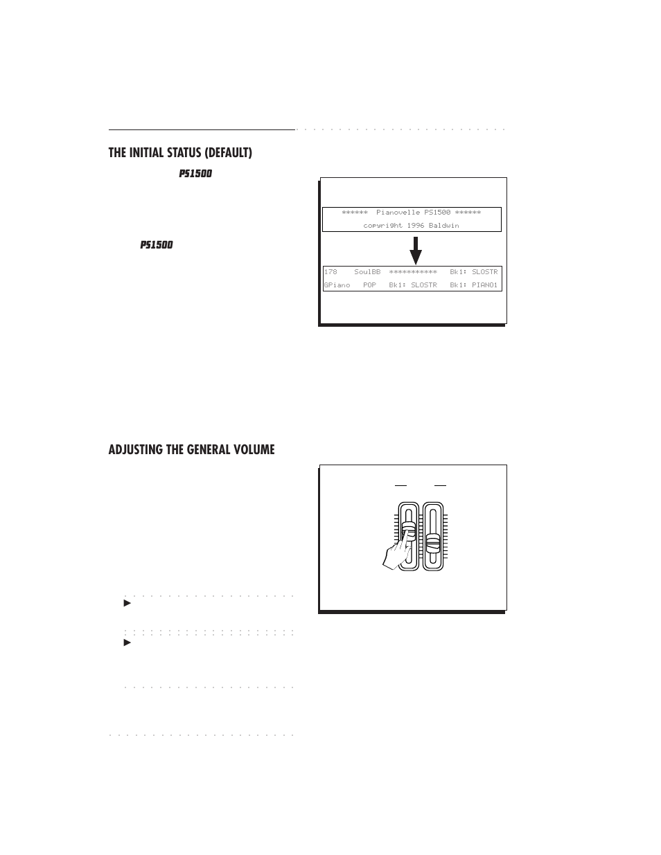 1•2 user guide, The initial status (default), Adjusting the general volume | IBM PS1500 User Manual | Page 18 / 112