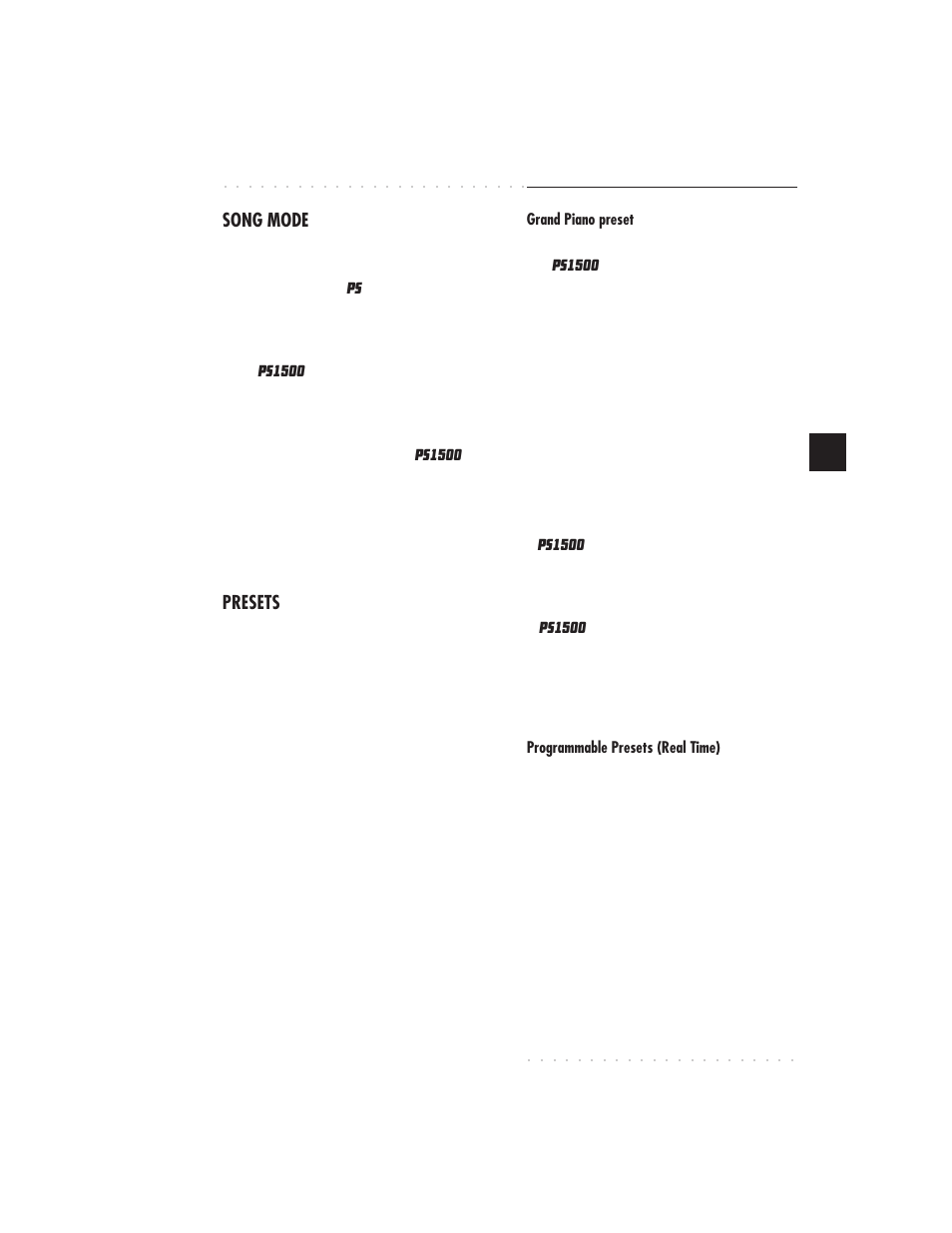 Basic concepts 3•3, Song mode, Presets | IBM PS1500 User Manual | Page 51 / 112
