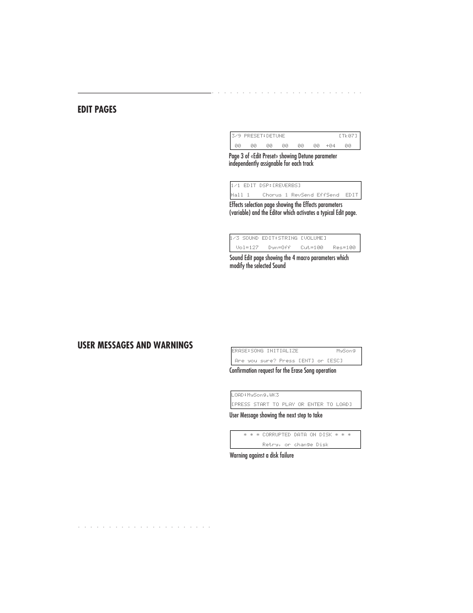 3•12 user guide, Edit pages, User messages and warnings | IBM PS1500 User Manual | Page 60 / 112
