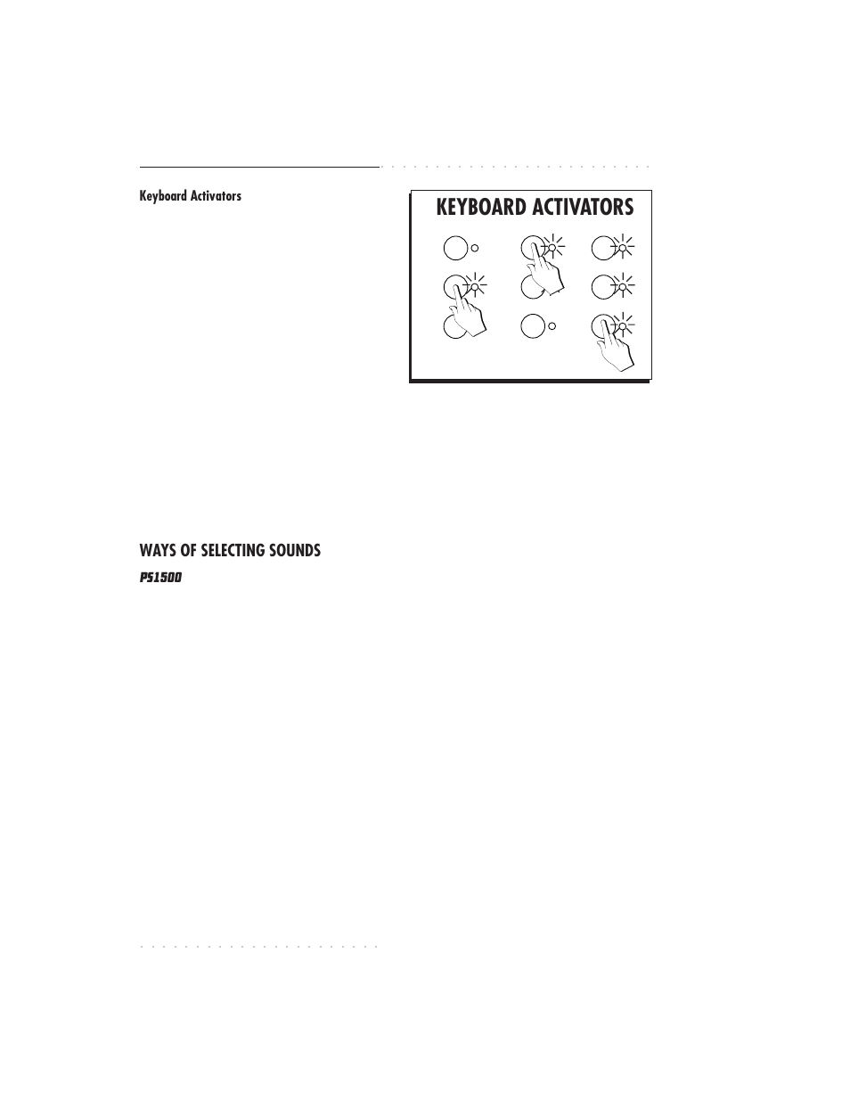 Keyboard activators, 4•2 user guide, Ways of selecting sounds | IBM PS1500 User Manual | Page 66 / 112