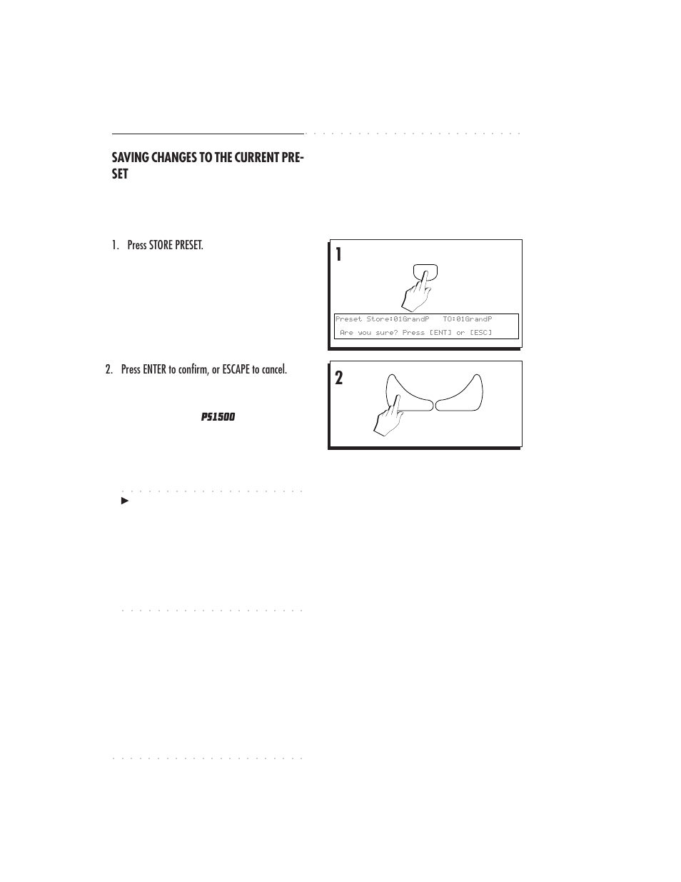 4•20 user guide, Saving changes to the current pre- set | IBM PS1500 User Manual | Page 84 / 112