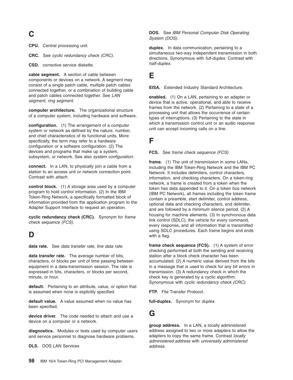 IBM 16/4 Token-Ring User Manual | Page 106 / 113