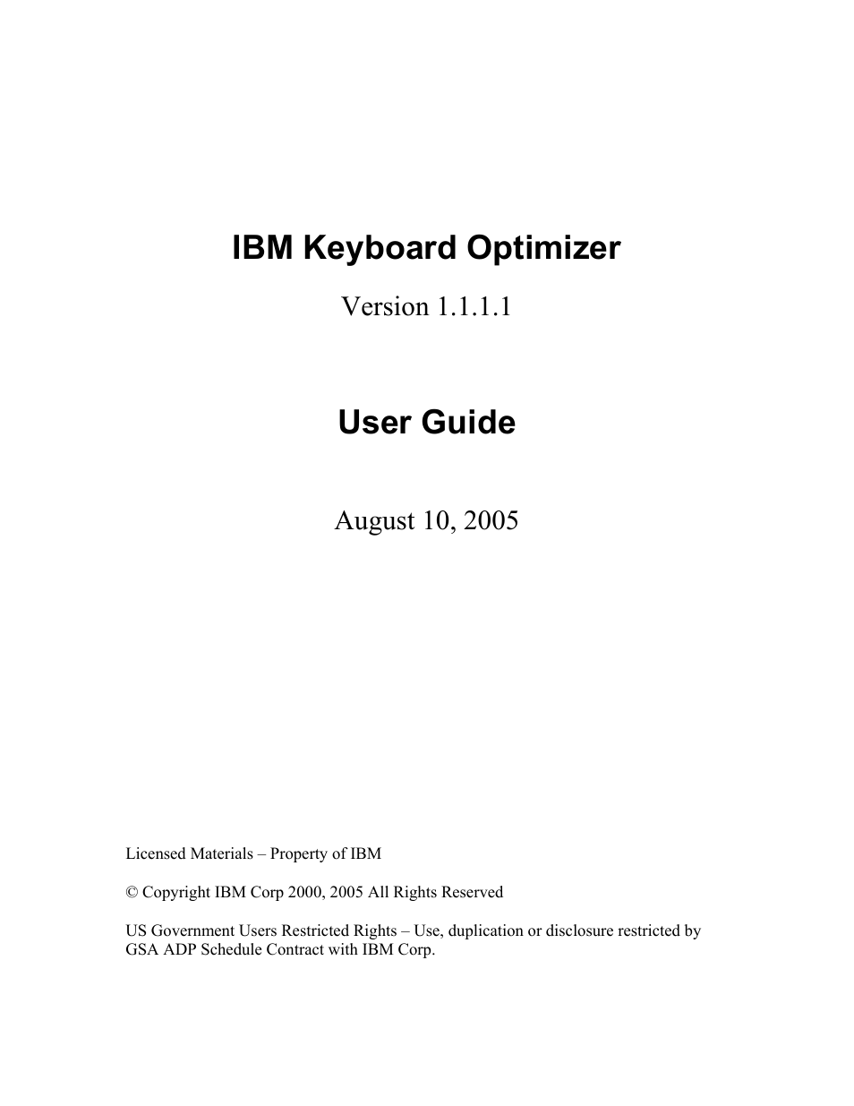 IBM Keyboard Optimizer User Manual | 5 pages