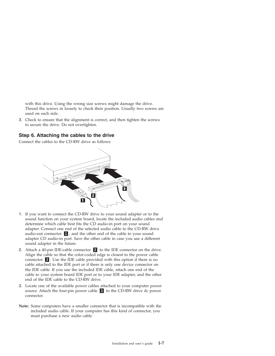 Step 6. attaching the cables to the drive | IBM 22P6969 User Manual | Page 15 / 54