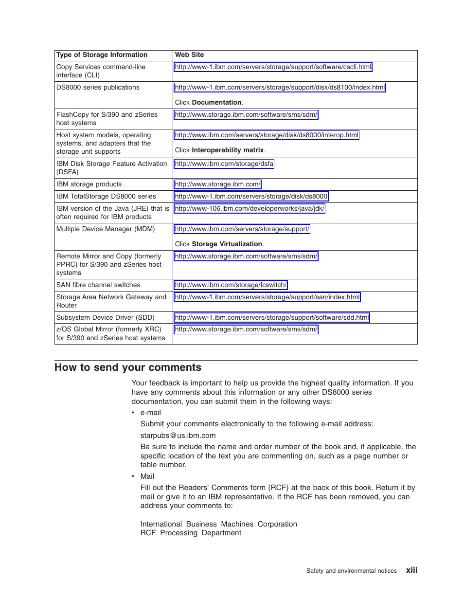 How to send your comments, Send, Your | Comments, Xiii | IBM TOTAL STORAGE DS8000 User Manual | Page 15 / 374