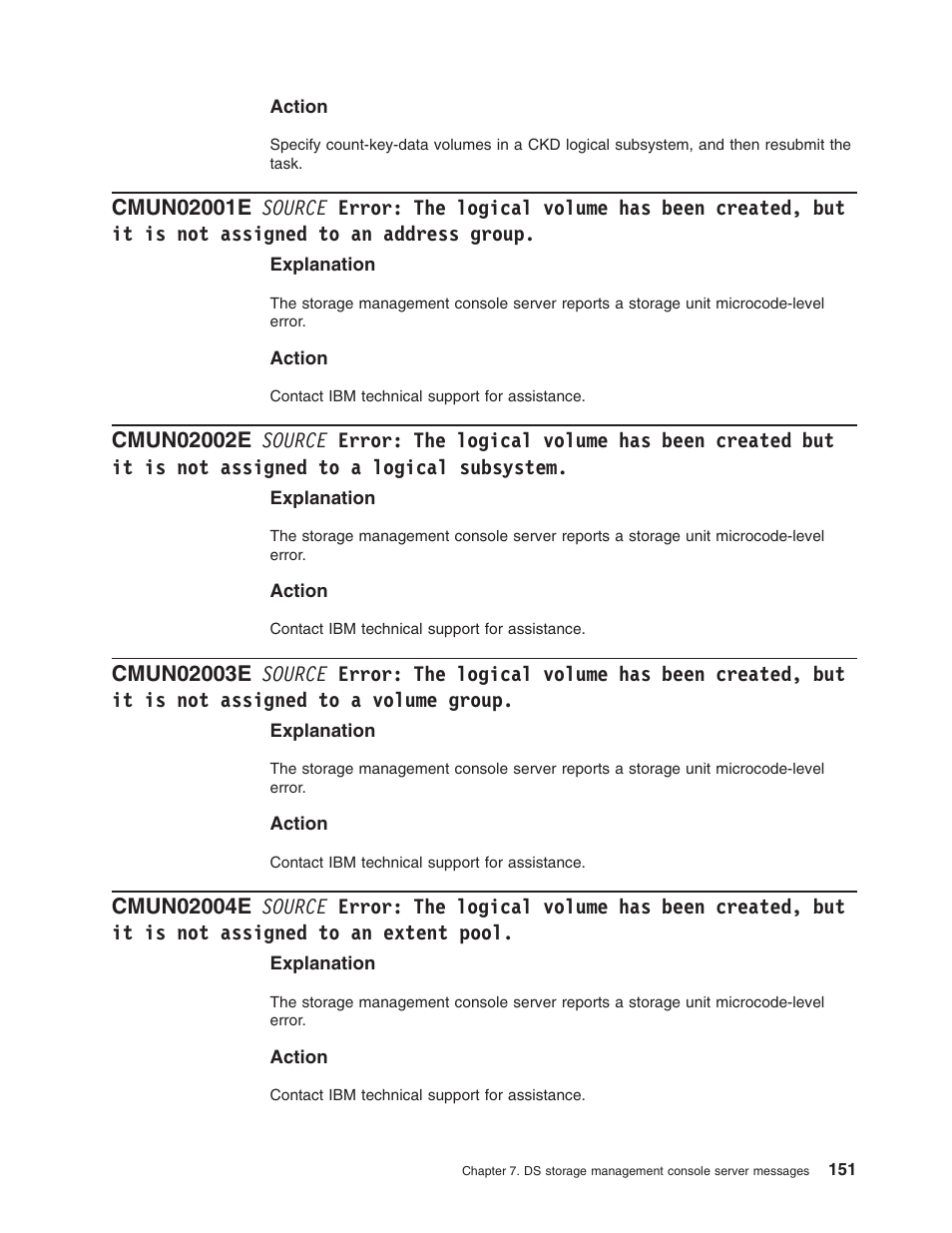 Source, Error, Logical | Volume, Been, Created, Assigned, Address, Group, Subsystem | IBM TOTAL STORAGE DS8000 User Manual | Page 171 / 374