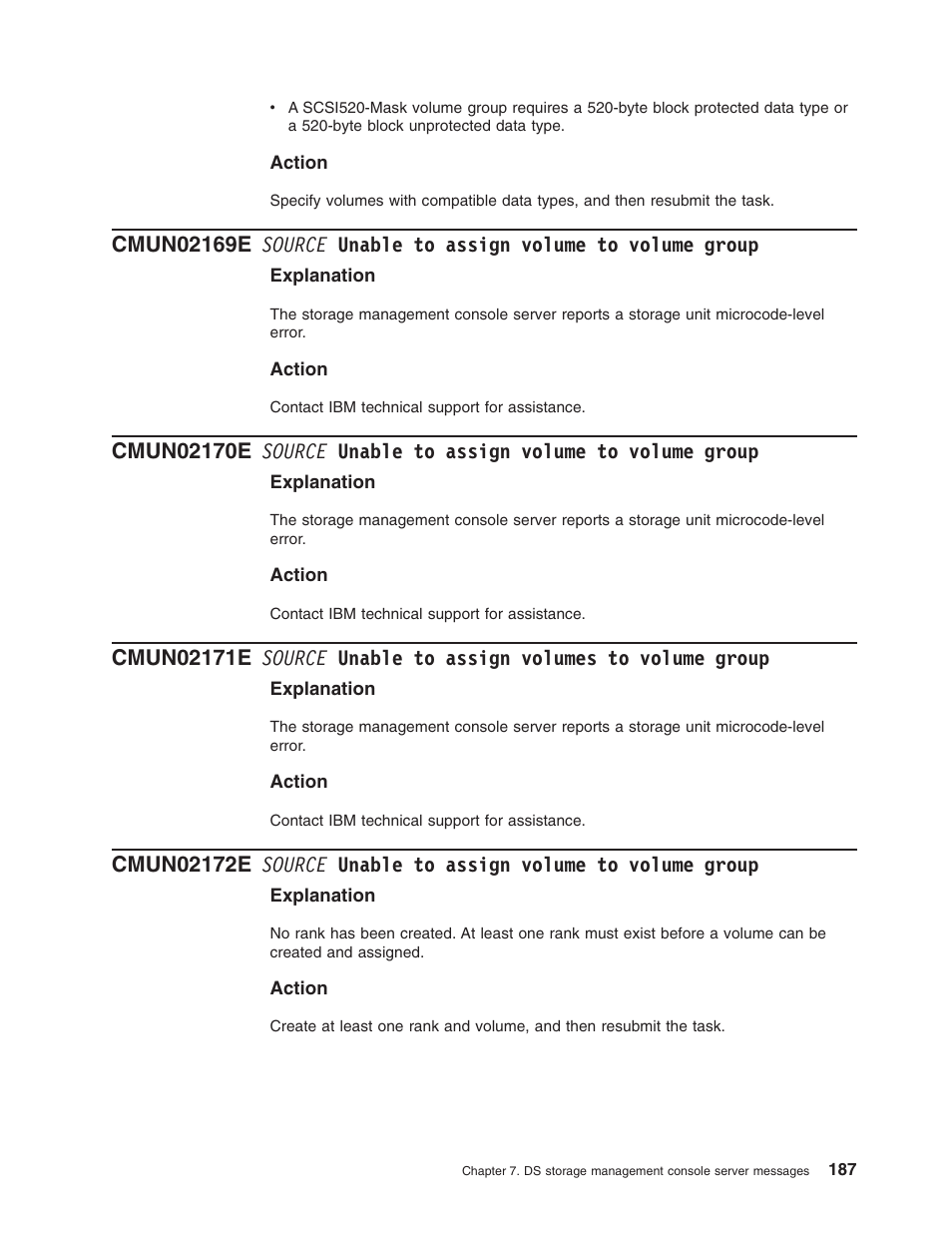 Source, Unable, Assign | Volume, Group, Volumes | IBM TOTAL STORAGE DS8000 User Manual | Page 207 / 374